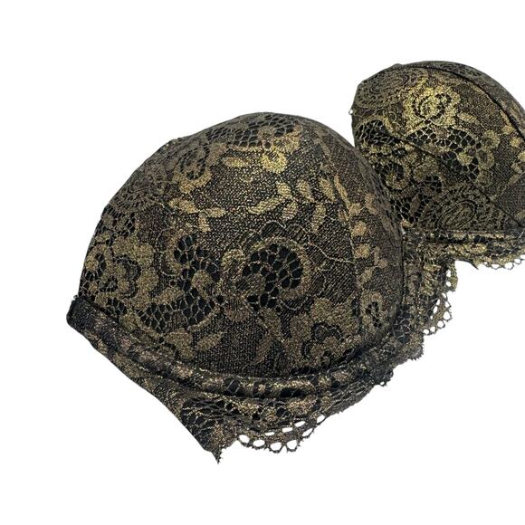 Victoria’s Secret 34D Very Sexy Strapless Black & Gold Lace Bra - Picture 3 of 6